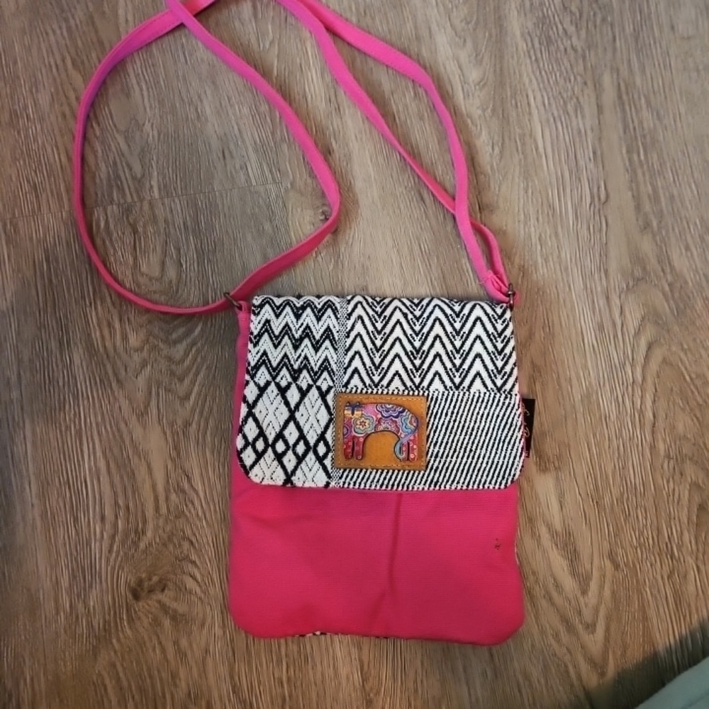 Laurel Burch Pink and Black Crossbody Bag